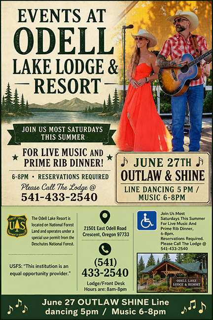 June 27 Outlaw & Shine, live music and prime rib dinner,0093, 6 inches high June 27 Outlaw & Shine, live music and prime rib dinner